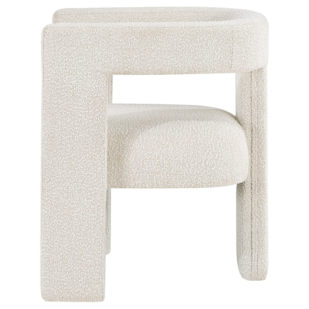 Hellen Accent Side Chair, Fully Upholstered in Soft White Boucle Fabric  - BM318985
