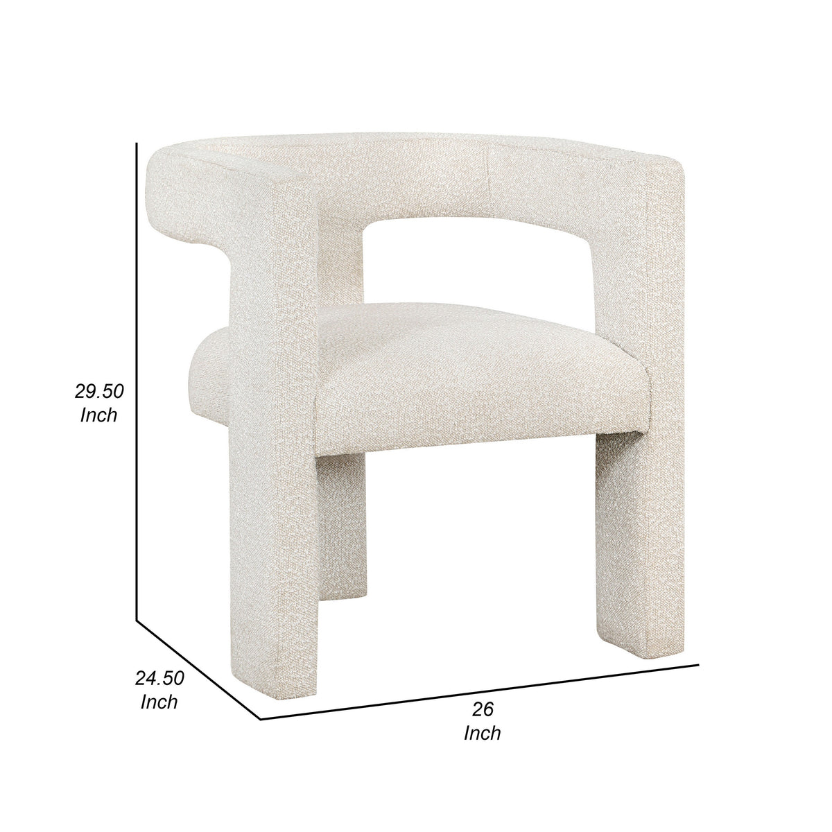 Hellen Accent Side Chair, Fully Upholstered in Soft White Boucle Fabric  - BM318985