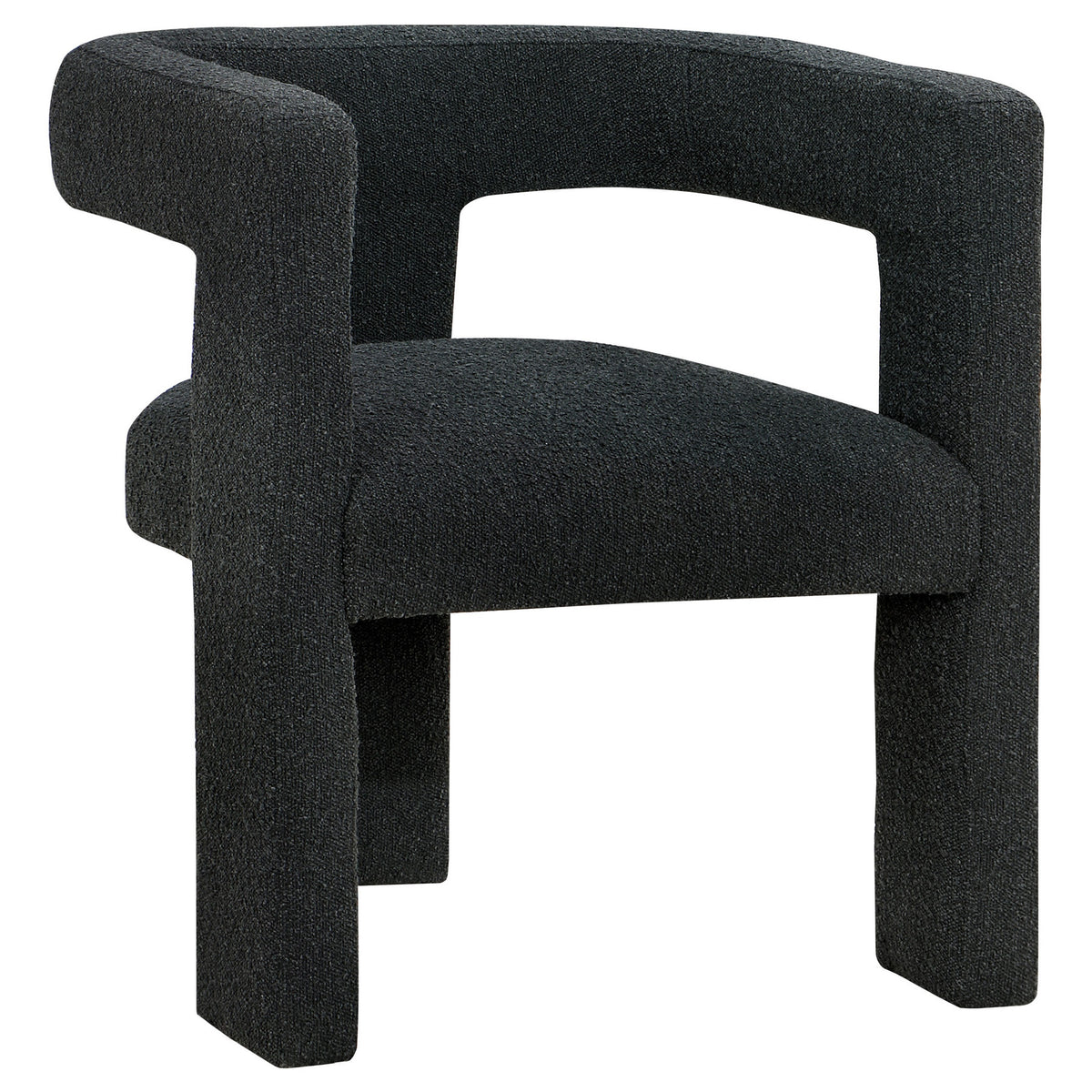 Hellen Accent Side Chair, Fully Upholstered in Black Boucle, Foam Cushion  - BM318986