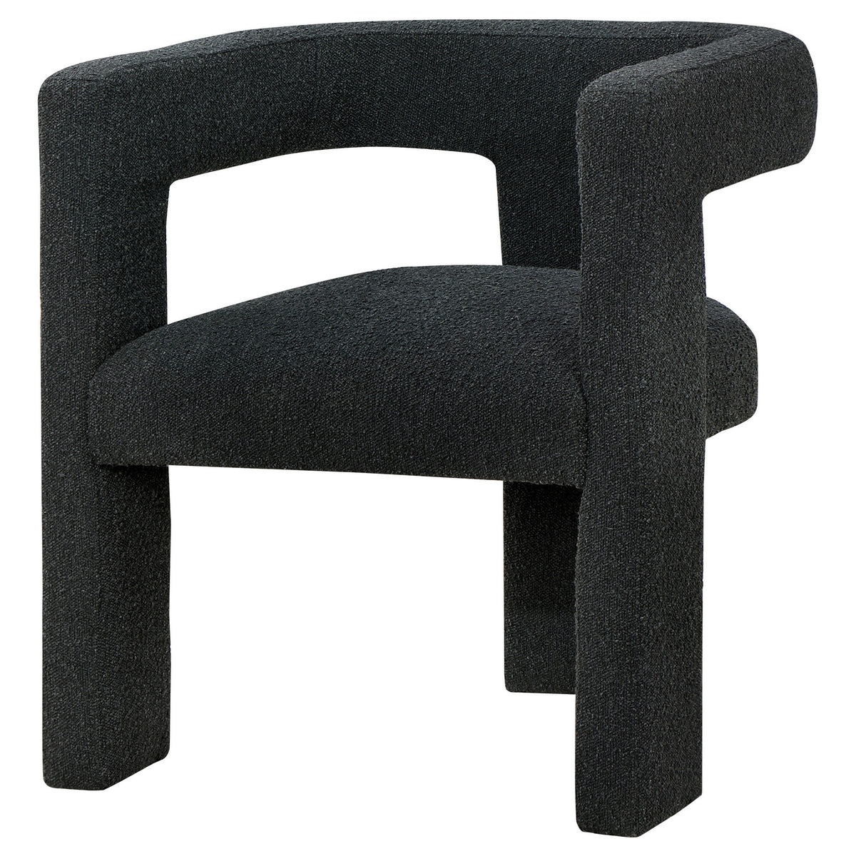 Hellen Accent Side Chair, Fully Upholstered in Black Boucle, Foam Cushion  - BM318986