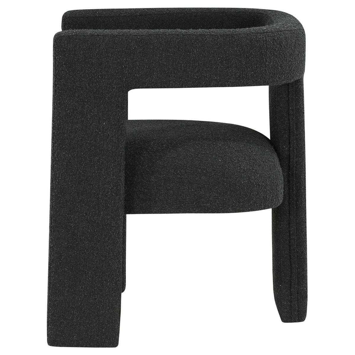 Hellen Accent Side Chair, Fully Upholstered in Black Boucle, Foam Cushion  - BM318986
