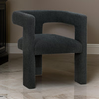 Hellen Accent Side Chair, Fully Upholstered in Black Boucle, Foam Cushion  - BM318986