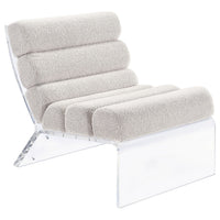 Reta Armless Accent Chair, Modern Ivory Boucle Channel Tuft, Clear Acrylic  - BM318992