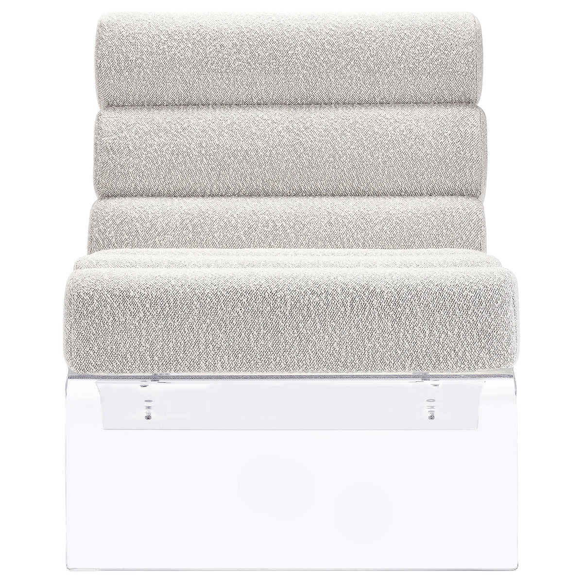 Reta Armless Accent Chair, Modern Ivory Boucle Channel Tuft, Clear Acrylic  - BM318992