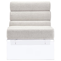 Reta Armless Accent Chair, Modern Ivory Boucle Channel Tuft, Clear Acrylic  - BM318992