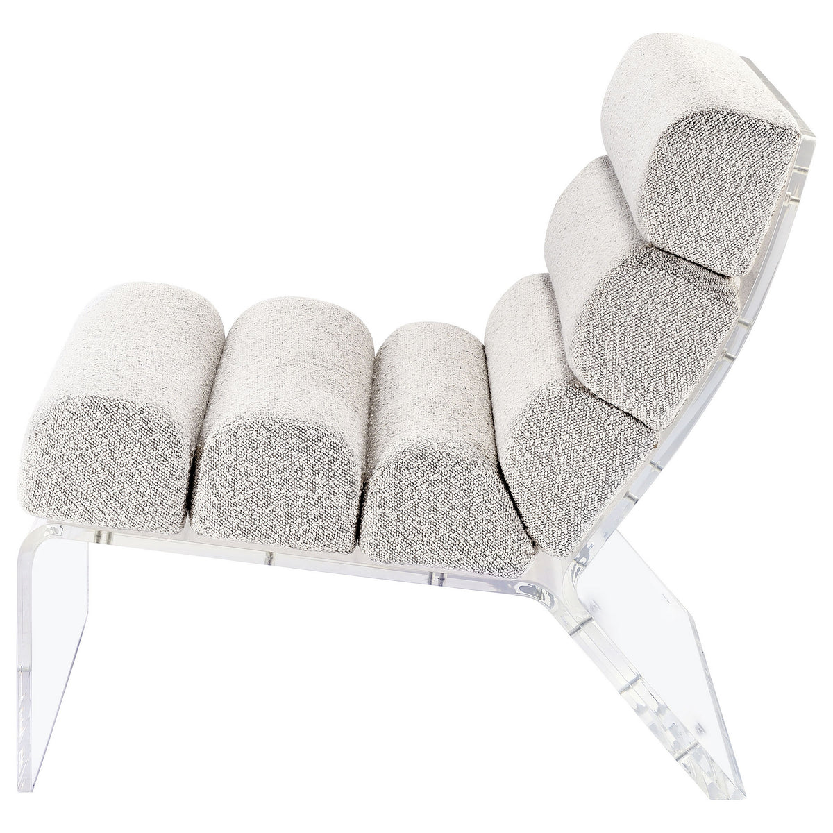 Reta Armless Accent Chair, Modern Ivory Boucle Channel Tuft, Clear Acrylic  - BM318992