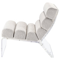 Reta Armless Accent Chair, Modern Ivory Boucle Channel Tuft, Clear Acrylic  - BM318992