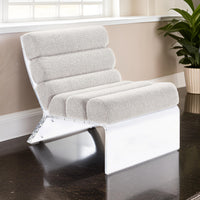 Reta Armless Accent Chair, Modern Ivory Boucle Channel Tuft, Clear Acrylic  - BM318992