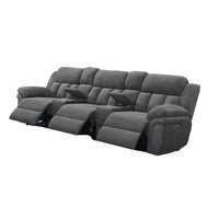 Jak Power Recliner Sofa, 2 Consoles, Cushioned Tufted Seats, Charcoal Gray