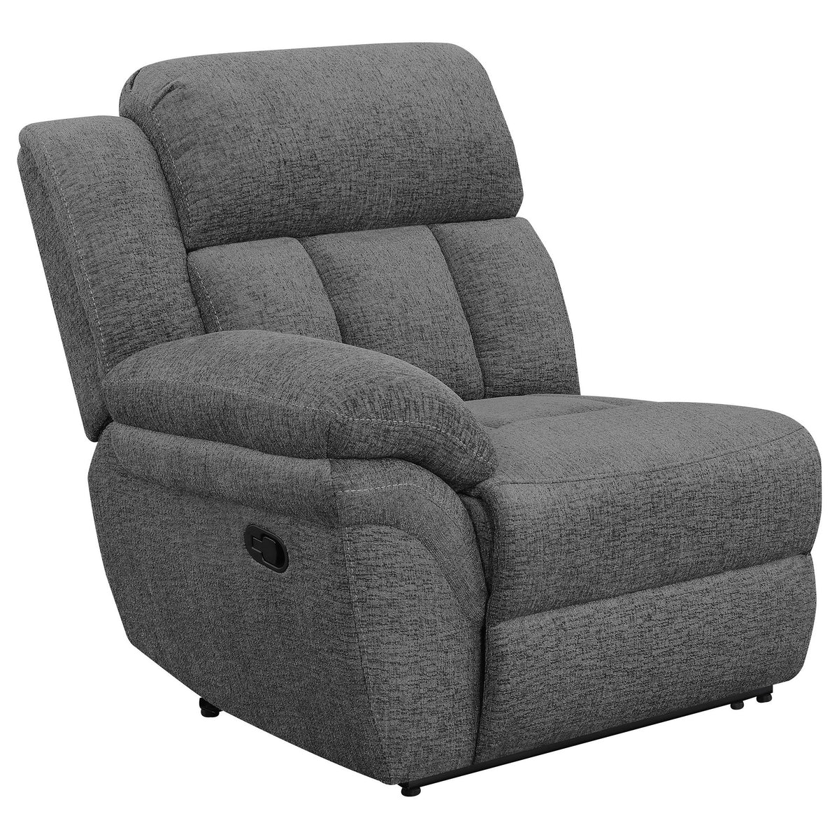 Jak Manual Recliner Sofa, 2 Consoles, Cushioned Tufted Seats, Charcoal Gray