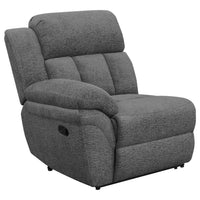 Jak Manual Recliner Sofa, 2 Consoles, Cushioned Tufted Seats, Charcoal Gray