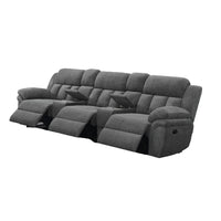Jak Manual Recliner Sofa, 2 Consoles, Cushioned Tufted Seats, Charcoal Gray