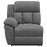 Jak Manual Recliner Sofa, 2 Consoles, Cushioned Tufted Seats, Charcoal Gray