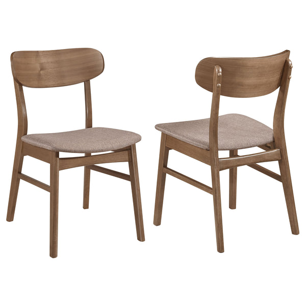 Dora Dining Chair Set of 2, Brown Fabric, Walnut Brown Wood, 19 Inch