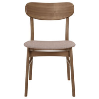 Dora Dining Chair Set of 2, Brown Fabric, Walnut Brown Wood, 19 Inch