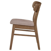 Dora Dining Chair Set of 2, Brown Fabric, Walnut Brown Wood, 19 Inch