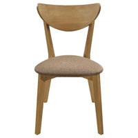 Evans Dining Chair Set of 2, Brown Fabric, Walnut Brown Hardwood, 17 Inch  - BM319026