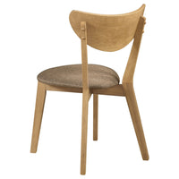 Evans Dining Chair Set of 2, Brown Fabric, Walnut Brown Hardwood, 17 Inch  - BM319026