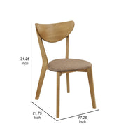Evans Dining Chair Set of 2, Brown Fabric, Walnut Brown Hardwood, 17 Inch  - BM319026