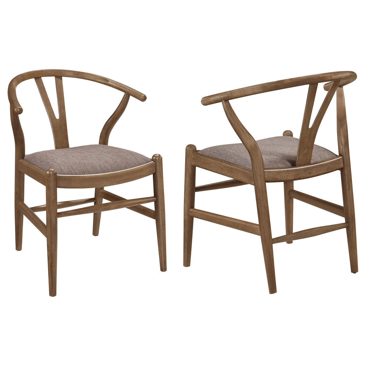 Ellie Dining Chair Set of 2, Y Shape Back, Fabric Seats, Walnut Brown  - BM319028