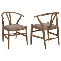 Ellie Dining Chair Set of 2, Y Shape Back, Fabric Seats, Walnut Brown  - BM319028