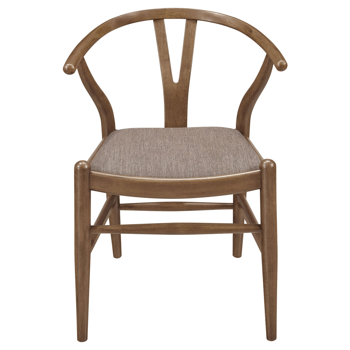 Ellie Dining Chair Set of 2, Y Shape Back, Fabric Seats, Walnut Brown  - BM319028
