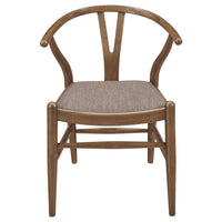 Ellie Dining Chair Set of 2, Y Shape Back, Fabric Seats, Walnut Brown  - BM319028