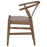 Ellie Dining Chair Set of 2, Y Shape Back, Fabric Seats, Walnut Brown  - BM319028