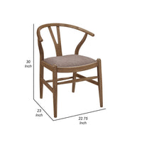 Ellie Dining Chair Set of 2, Y Shape Back, Fabric Seats, Walnut Brown  - BM319028