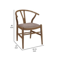 Ellie Dining Chair Set of 2, Y Shape Back, Fabric Seats, Walnut Brown  - BM319028