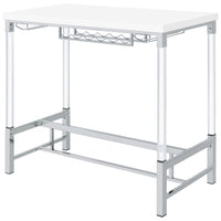 Nora Bar Height Table with Wine Storage, Acrylic Legs, White, 47 Inch  - BM319071
