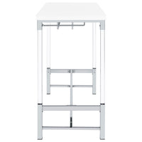 Nora Bar Height Table with Wine Storage, Acrylic Legs, White, 47 Inch  - BM319071
