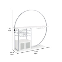 Riya Home Bar Table, LED Light, Cabinets, Wine Storage, White, Chrome Metal  - BM319072