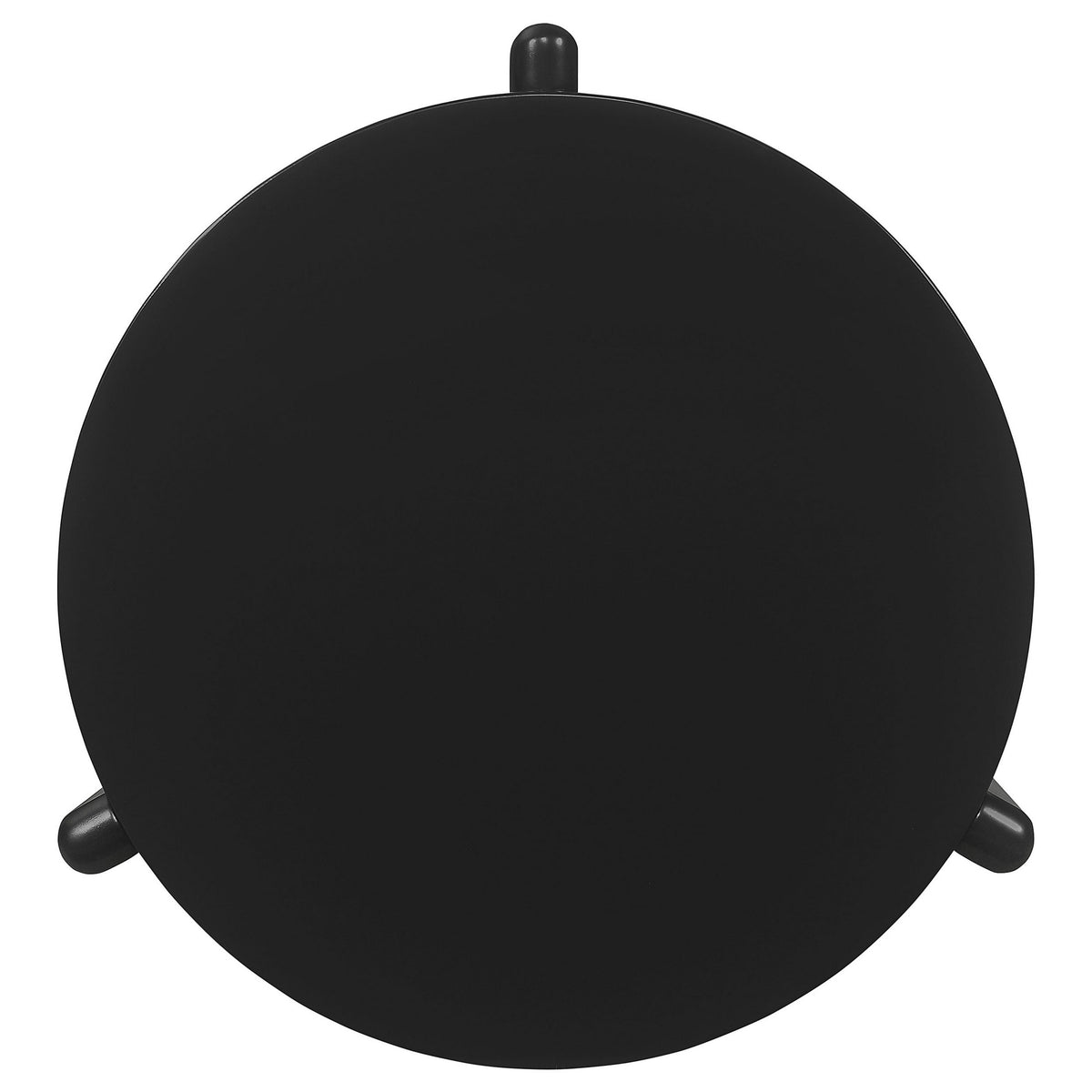 Kiya Side End Table, Panel Legs, 27 Inch Round Black Solid Wood Frame  - BM319074