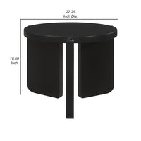 Kiya Side End Table, Panel Legs, 27 Inch Round Black Solid Wood Frame  - BM319074