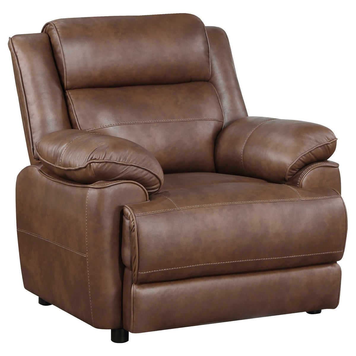 Ellen Accent Chair, Brown Faux Leather, Foam Cushions, Pillow Top Arms-BM319081