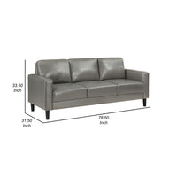 Rumi Sofa, Gray Faux Leather, Modern Track Arms, Foam Cushions, 77 Inch  - BM319092
