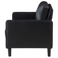 Rumi Loveseat, Black Faux Leather, Modern Track Style Arms, Foam, 54 Inch  - BM319093