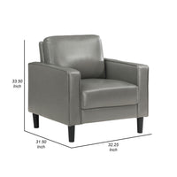 Rumi Accent Chair, Gray Faux Leather, Modern Track Arms, Foam Cushions  - BM319096
