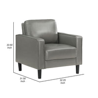 Rumi Accent Chair, Gray Faux Leather, Modern Track Arms, Foam Cushions  - BM319096