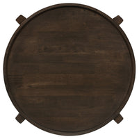 Katie End Table, Round 26 Inch Top, Dark Brown Solid Wood, Cross Beam Legs  - BM319099