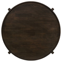 Katie Coffee Table, Round 38 Inch Top, Dark Brown Wood, Cross Beam Legs  - BM319100