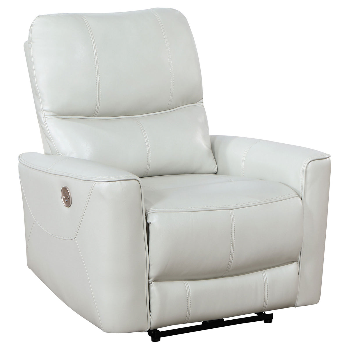 Lima Power Recliner Chair, Ivory Faux Leather, USB Port, Foam Cushions  - BM319107