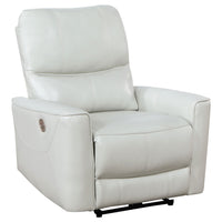 Lima Power Recliner Chair, Ivory Faux Leather, USB Port, Foam Cushions  - BM319107
