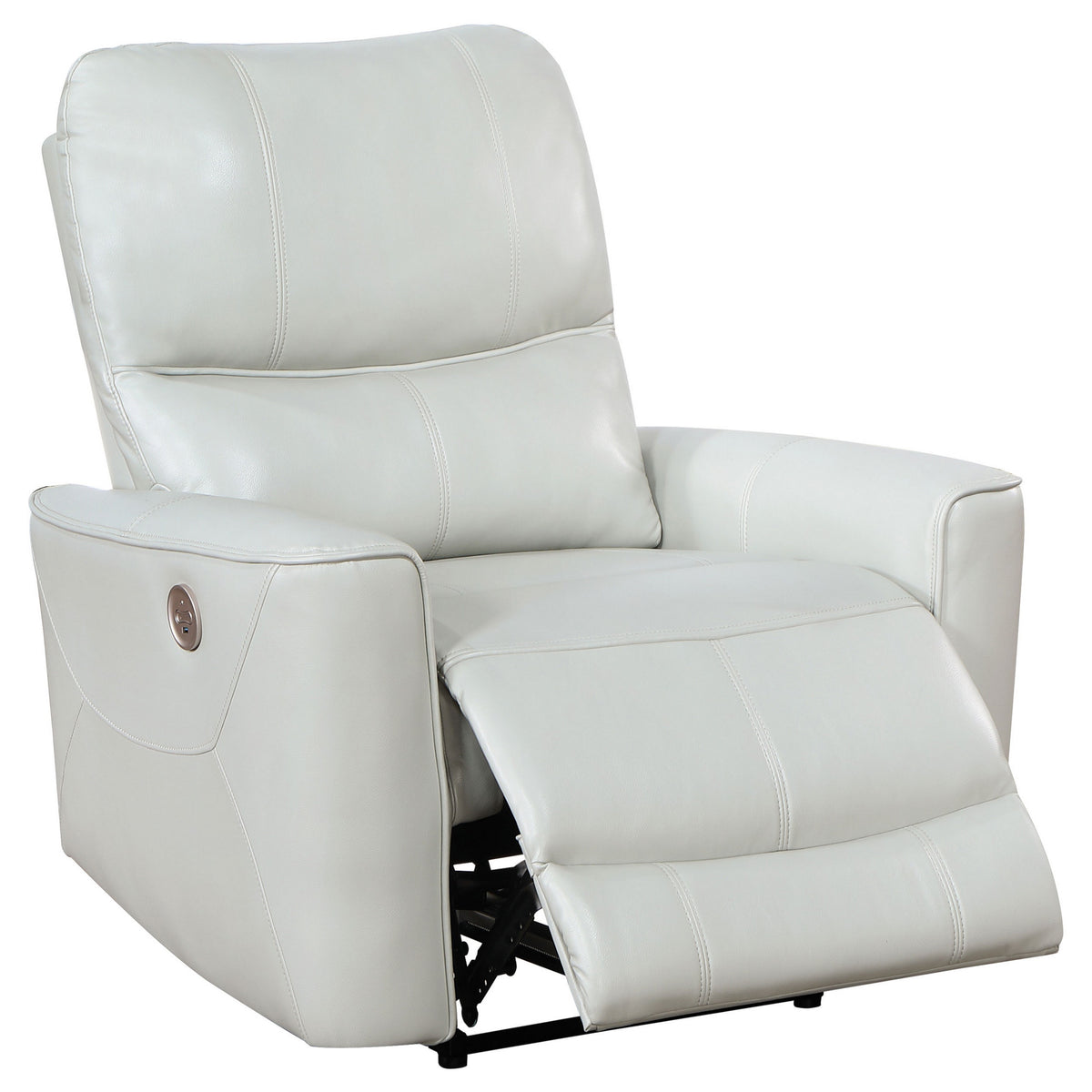 Lima Power Recliner Chair, Ivory Faux Leather, USB Port, Foam Cushions  - BM319107