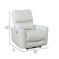 Lima Power Recliner Chair, Ivory Faux Leather, USB Port, Foam Cushions  - BM319107
