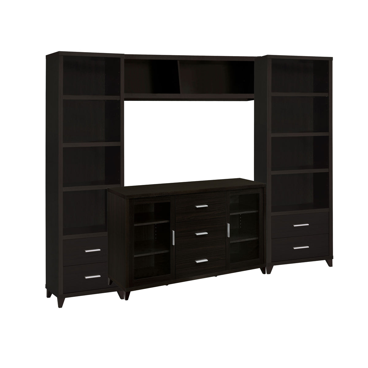 TV Entertainment Center, Console, 2 Media Towers, Bridge, Cappuccino Brown