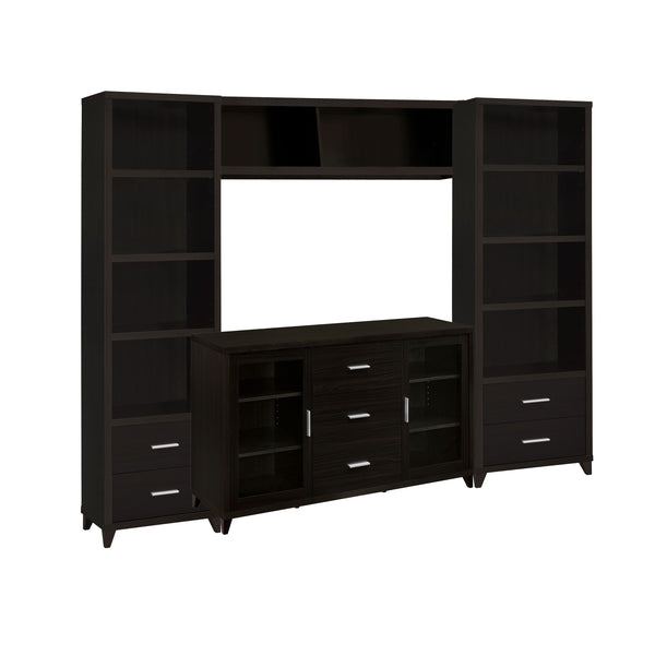 TV Entertainment Center, Console, 2 Media Towers, Bridge, Cappuccino Brown