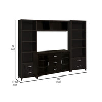 TV Entertainment Center, Console, 2 Media Towers, Bridge, Cappuccino Brown