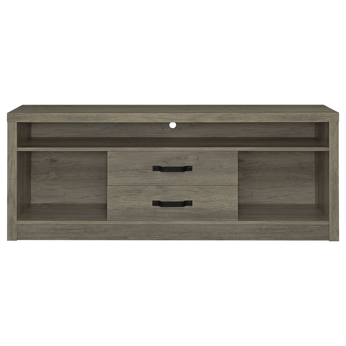 TV Entertainment Console with 2 Media Tower, 8 Compartments, Driftwood Gray